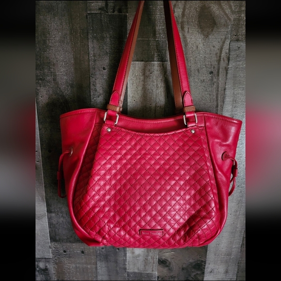New Cardinal Red Leather Carryall Glenna Satchel - Picture 1 of 12